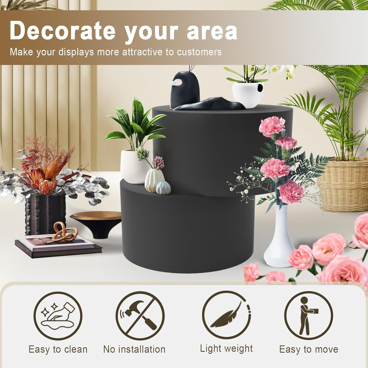 Black Round Mannequin Display Pedestal Stand