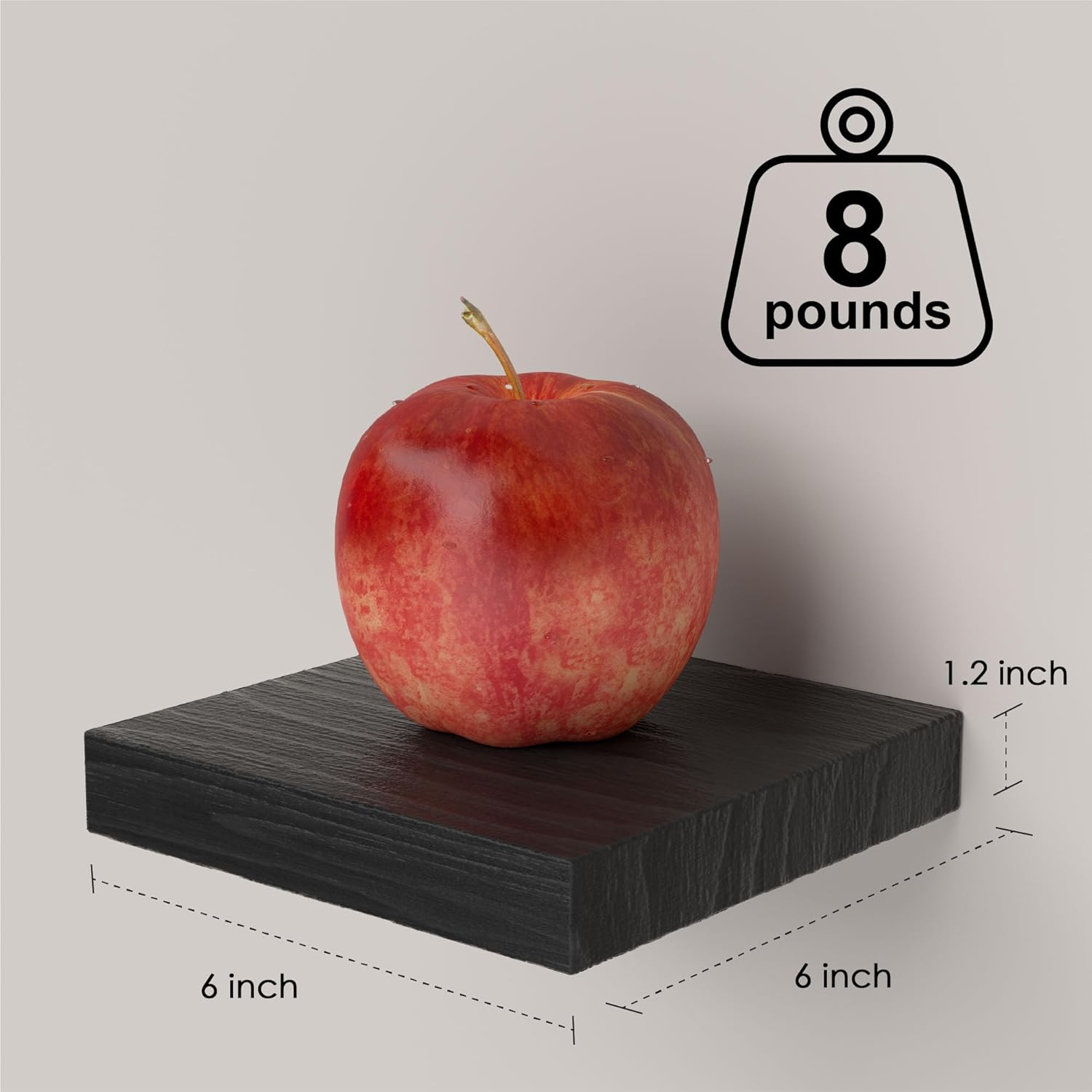 PopiShelves 3 Pack 6 Inch Mini Square Wall Shelves