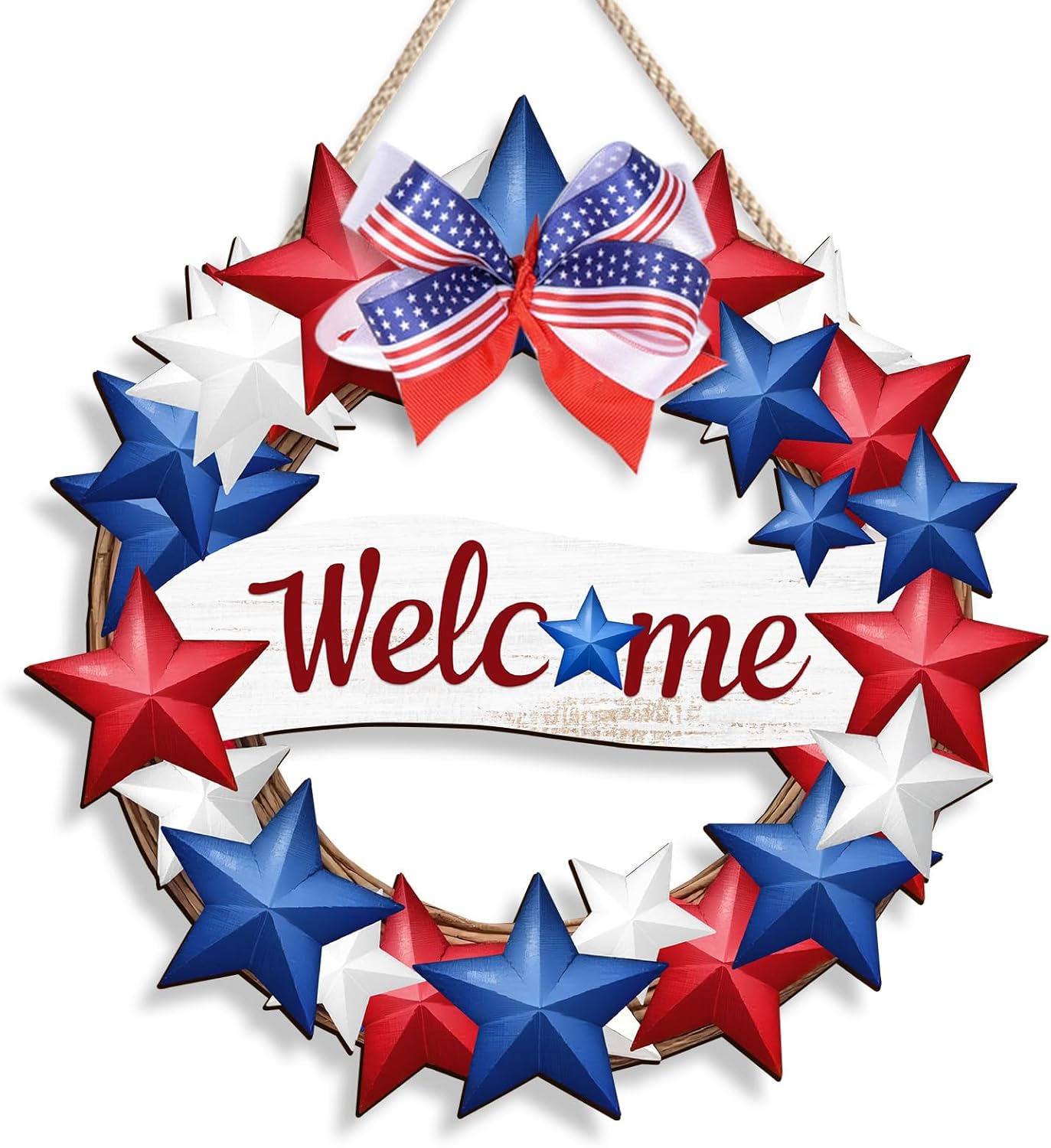COLOR VALLEY ART Patriotic Wreath Welcome Sign