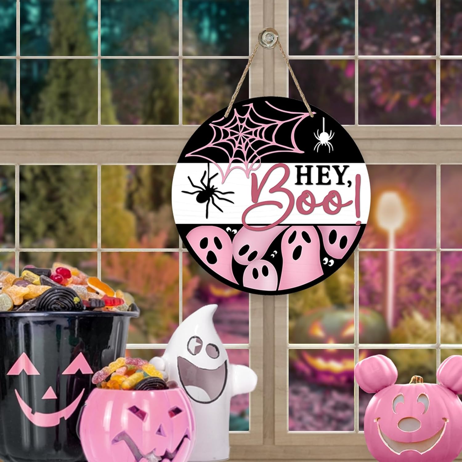 Deroro Halloween Hey Boo Sign Front Door Decor