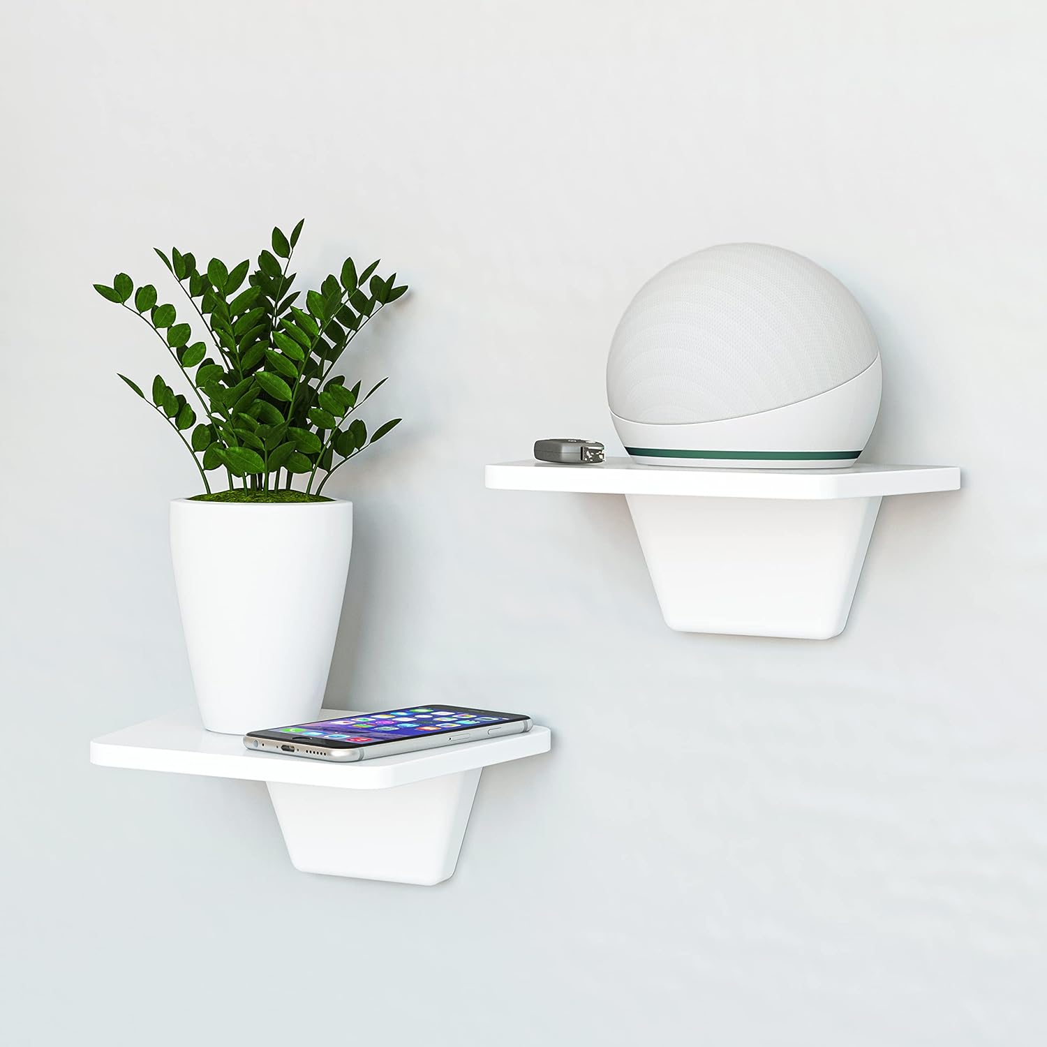 White Floating Shelf Set of 2 No Drill Wall Mount