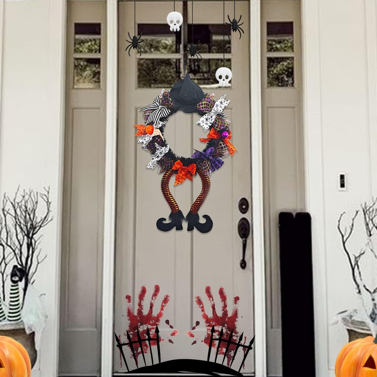 25 Inch Halloween Witch Wreath Door Decor