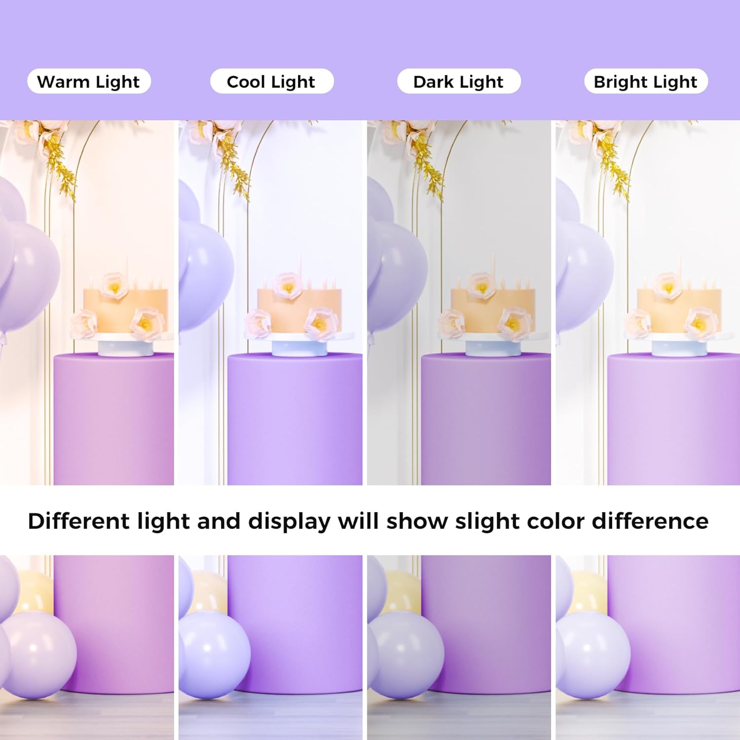 LEBENGURU 5Pcs Cylinder Pedestal Covers Purple Round Spandex