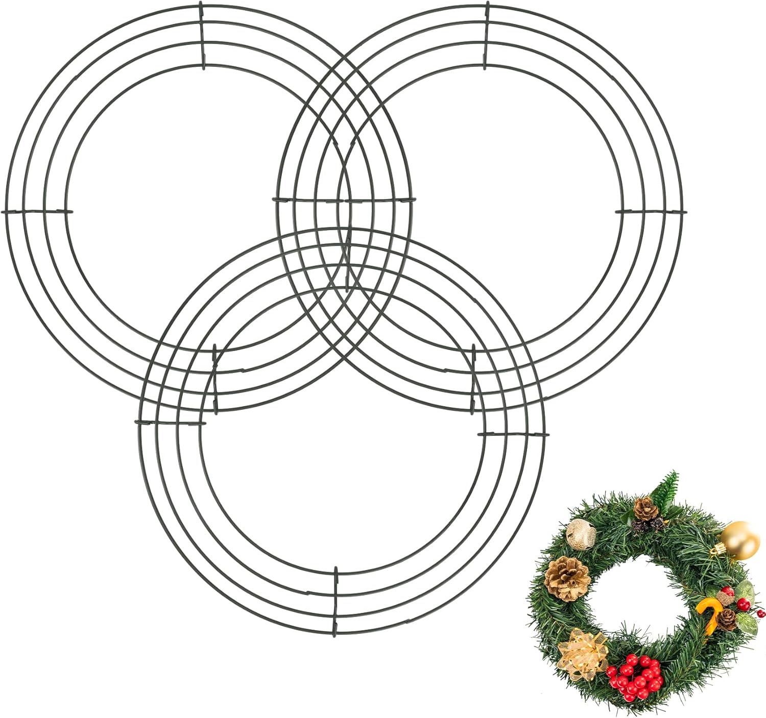 3 Pack 10 Inch Dark Green Wreath Frames