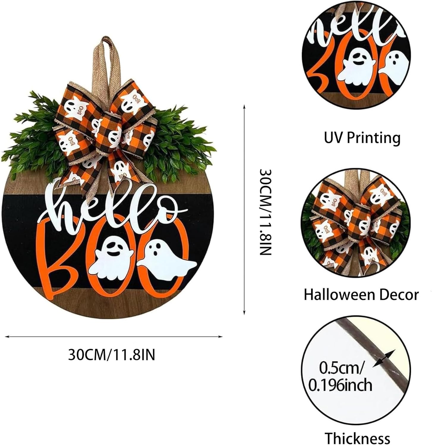 Cute Halloween Ghost Welcome Wreath Door Hanger