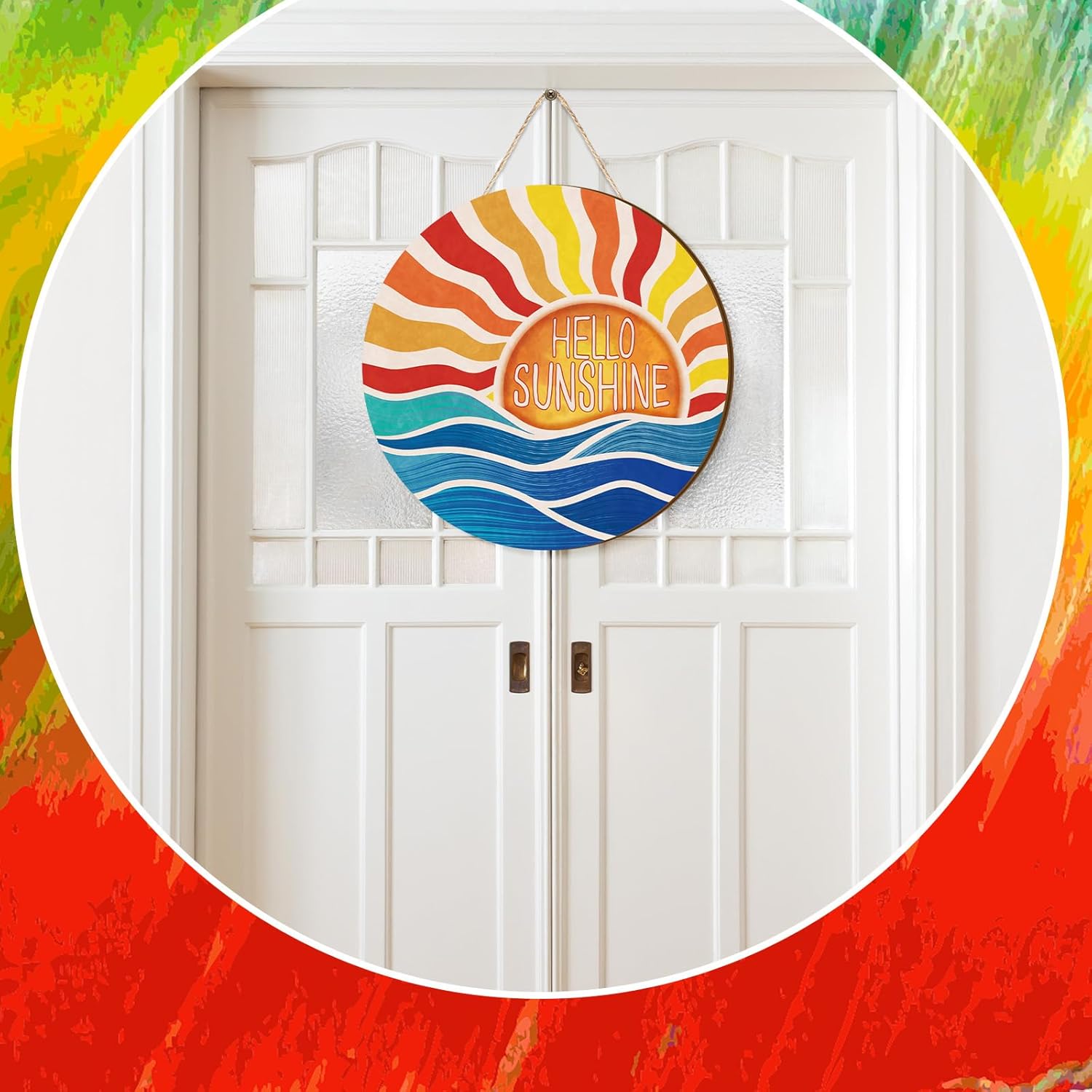 Hello Sunshine Summer Door Wreath Sign Decor