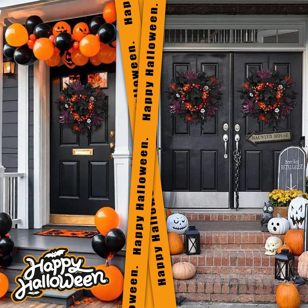 24 inch Glitter Halloween Wreath Outdoor Decor