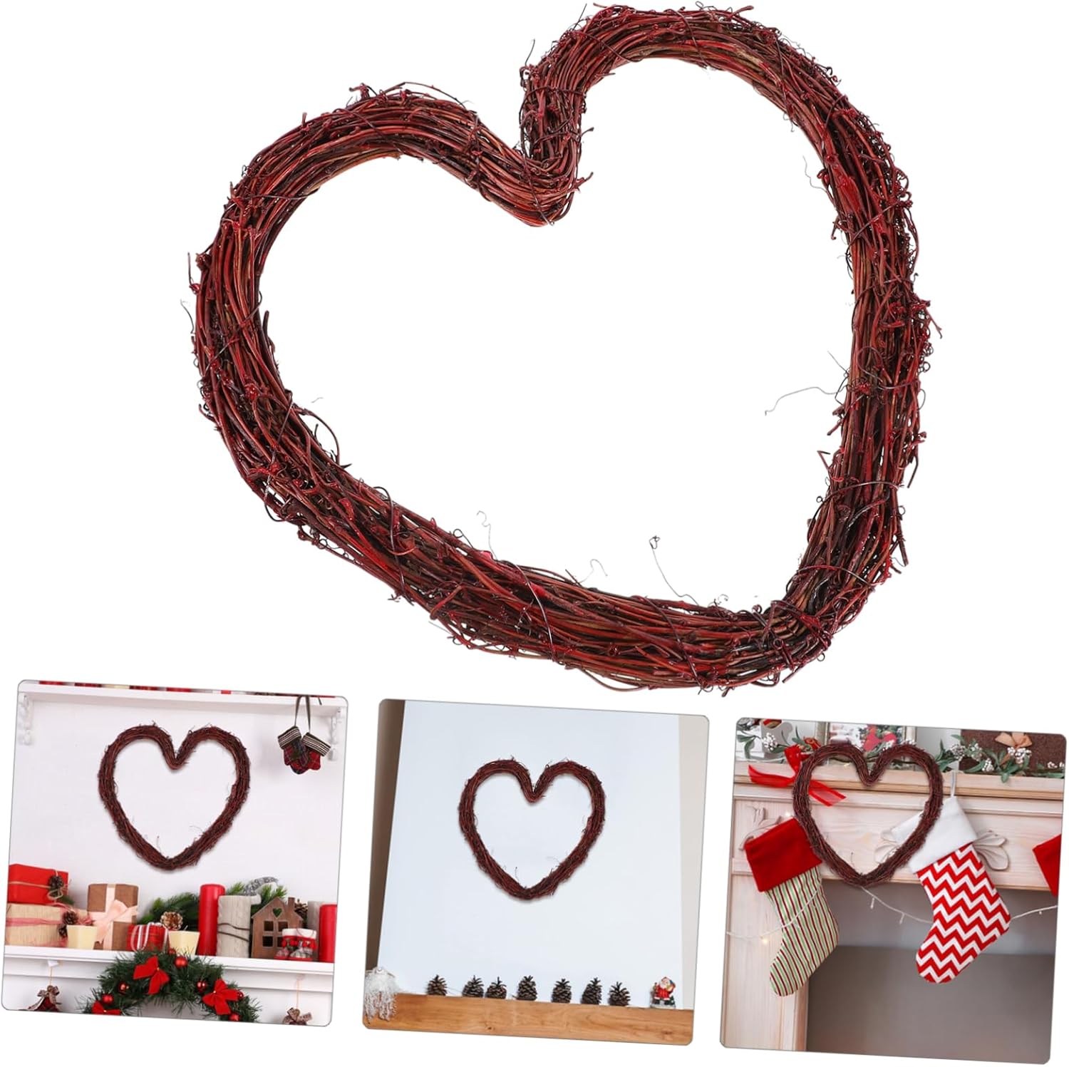 Floral Rattan Wreath Hanger for Living Room Wall