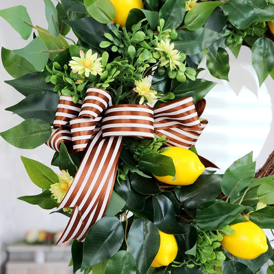 Ansuma 20 Inch Artificial Lemon Wreath for Front Door