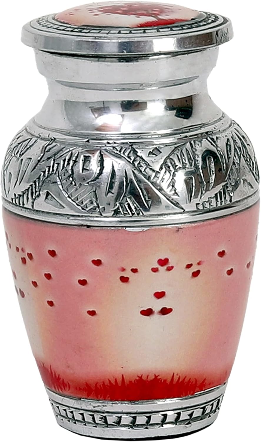 HLC Red Heart Cremation Urn - Mini Keepsake Urn with Velvet Box