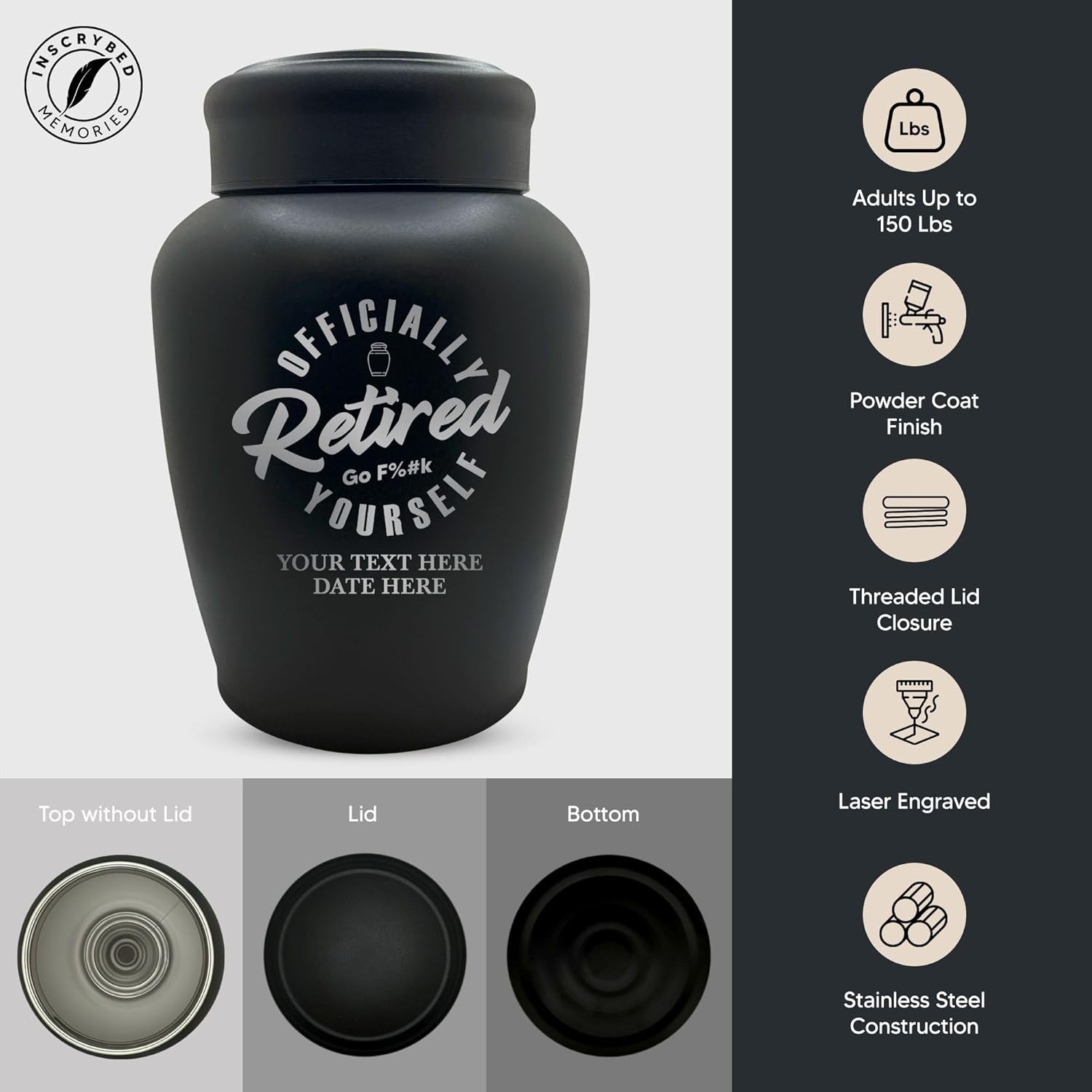 Personalized Cremation Urn with Name and Funny Office Joke Design