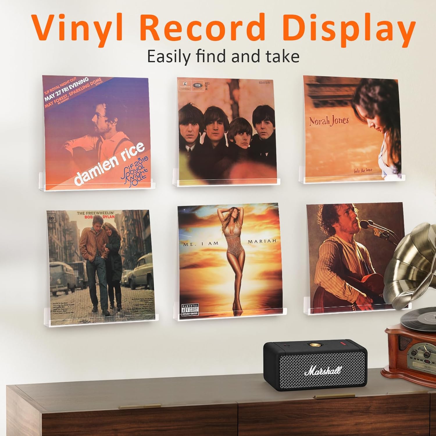 12 Pack Vinyl Record Holder Wall Mount Shelf