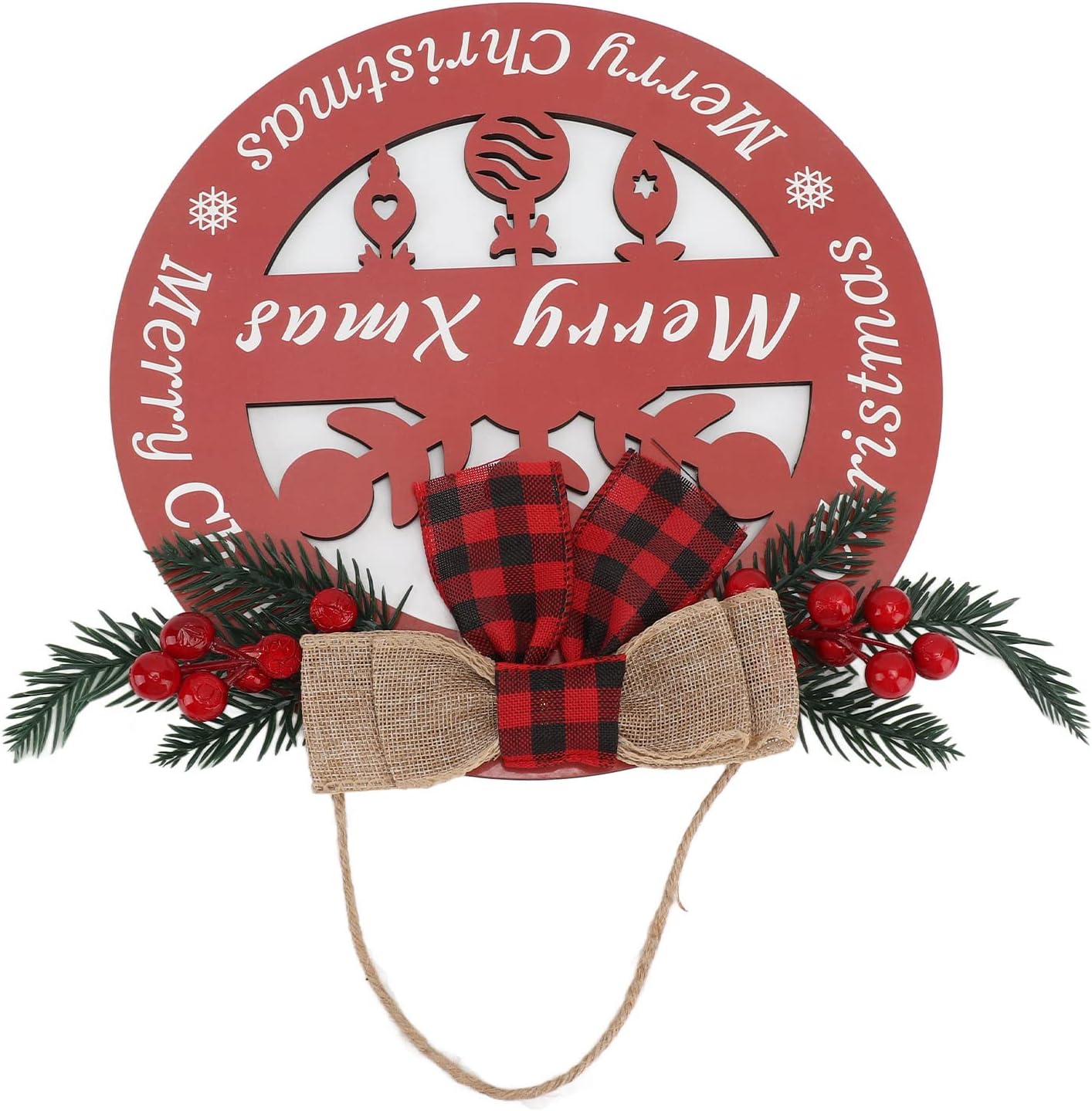 Hollowed Christmas Porch Sign Wooden Door Decor