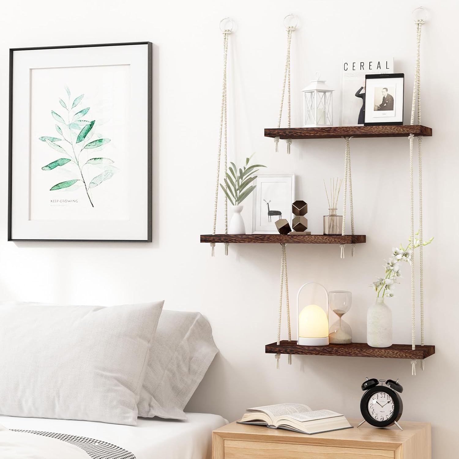 Fixwal 3 Tier Floating Wall Shelf - Dark Brown