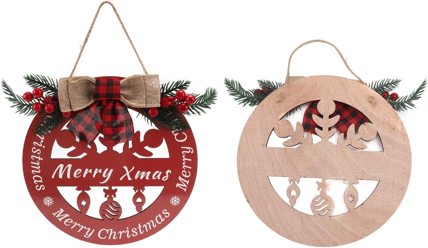 Hollowed Christmas Porch Sign Wooden Door Decor