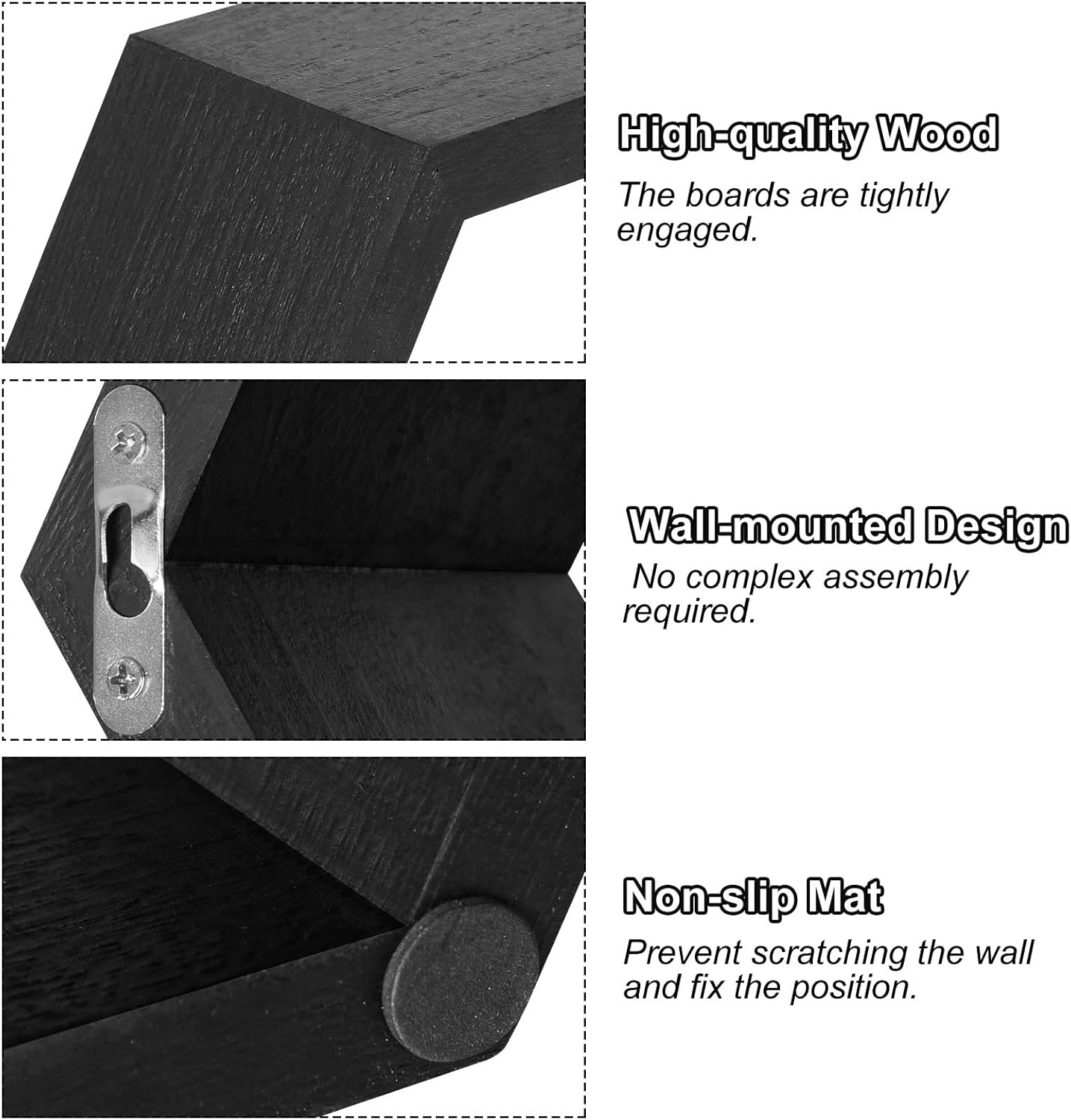 Ybing Hexagon Floating Shelves Set of 6
