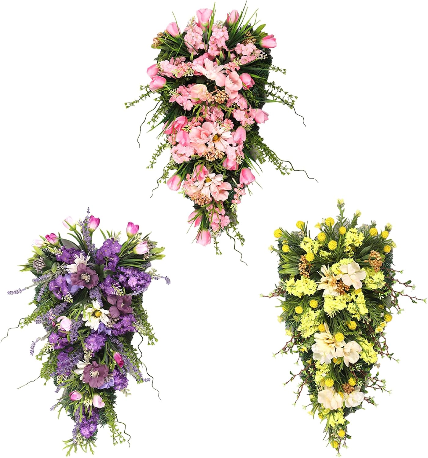 Floral Swag Decorative Teardrop Wreath Wall Hanging