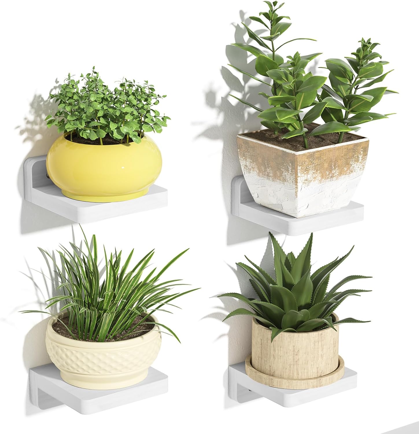 Sriwatan Mini Floating Shelves Set of 4 Washed White