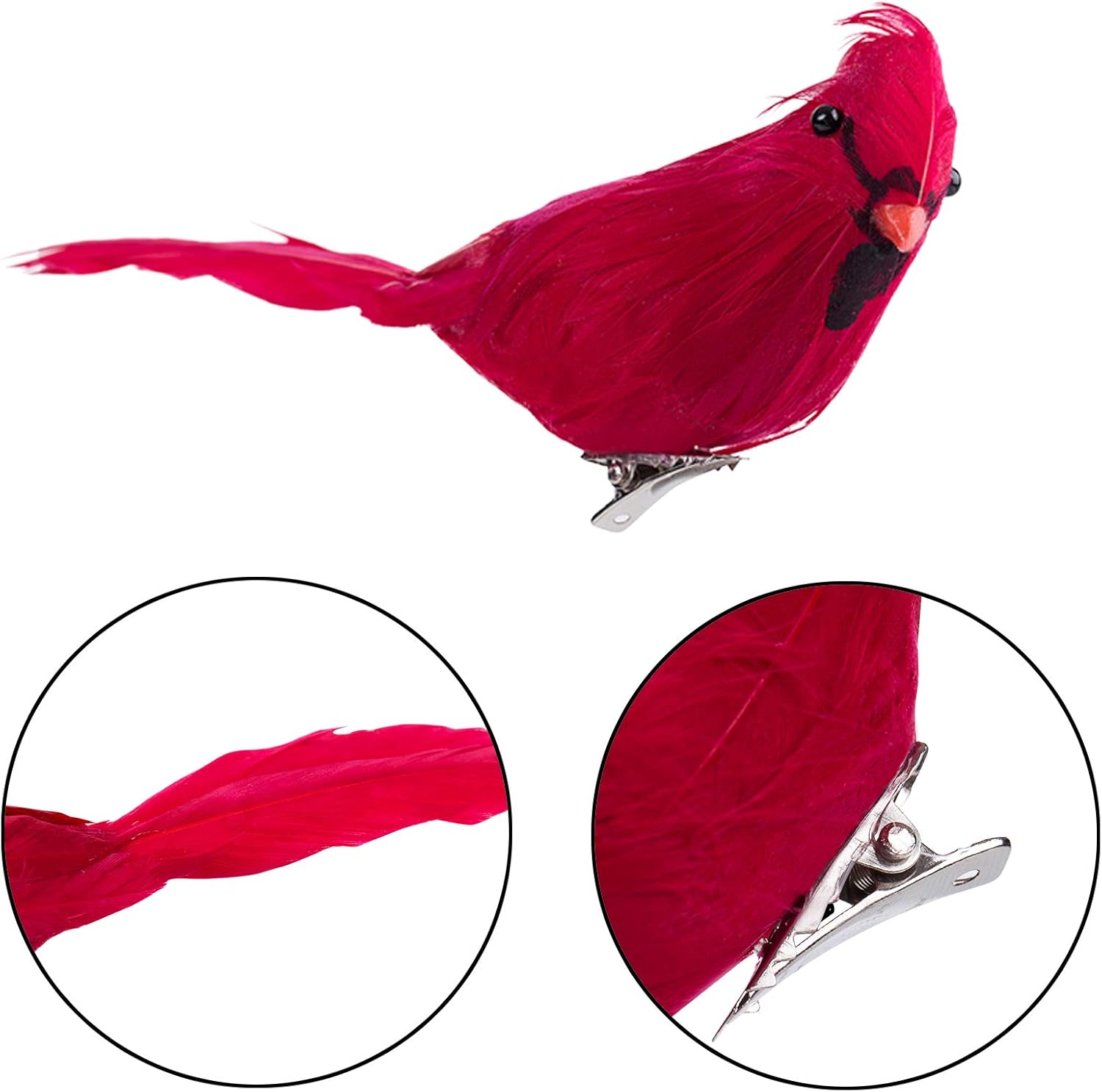 Ogrmar 12 Pack Red Birds Clip On Christmas Tree Decorations