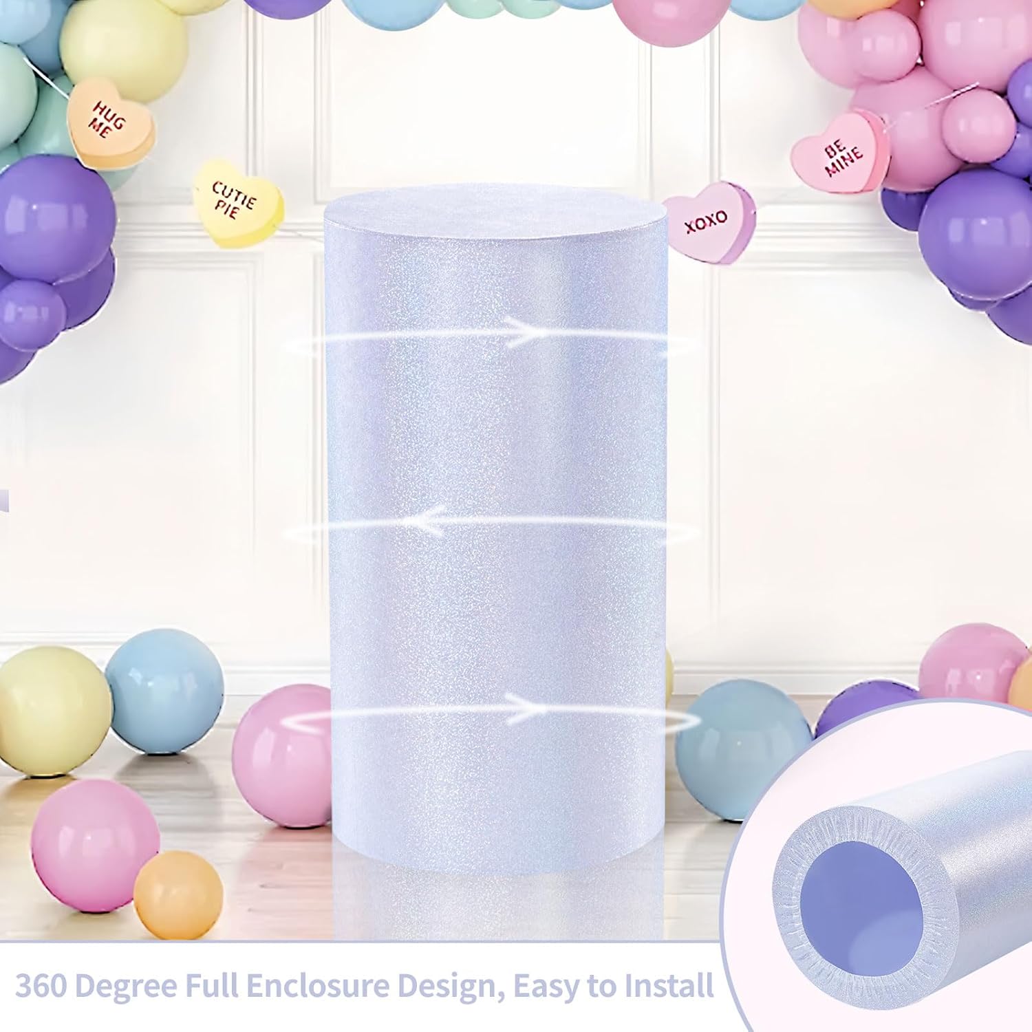 QueenDream Glitter Pedestal Stand Covers Set of 3
