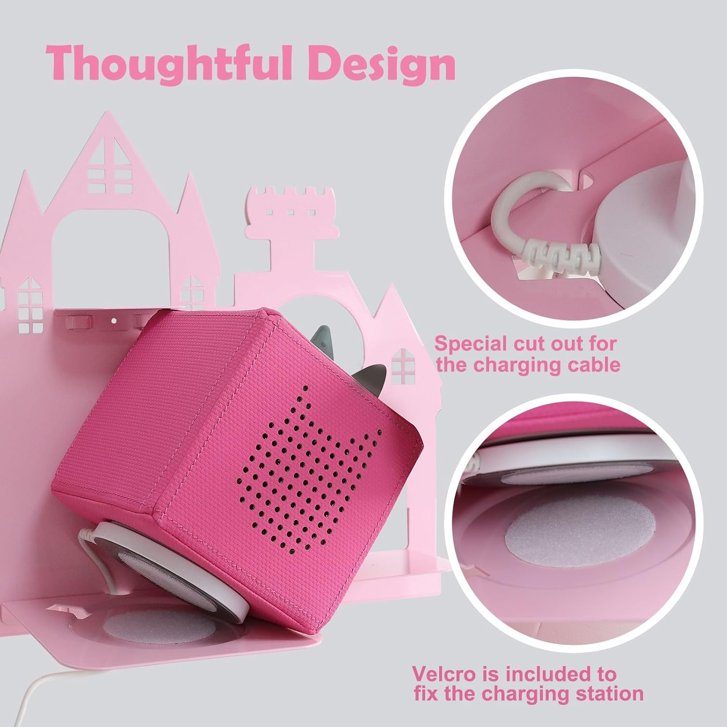 Demao Pink Castle Magnetic Floating Shelf for Toniebox