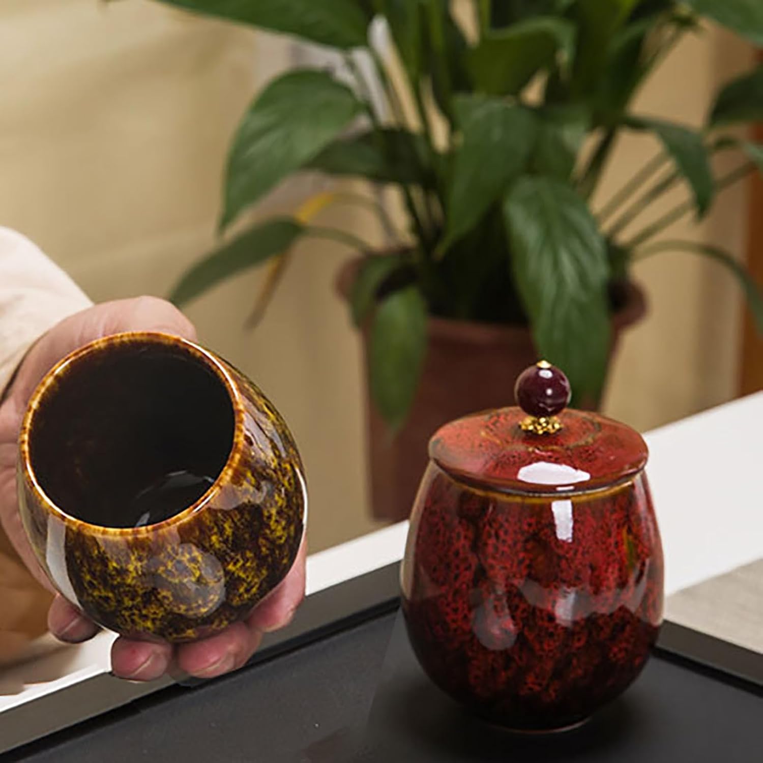Red Small Ceramic Urn for Human Female Remains