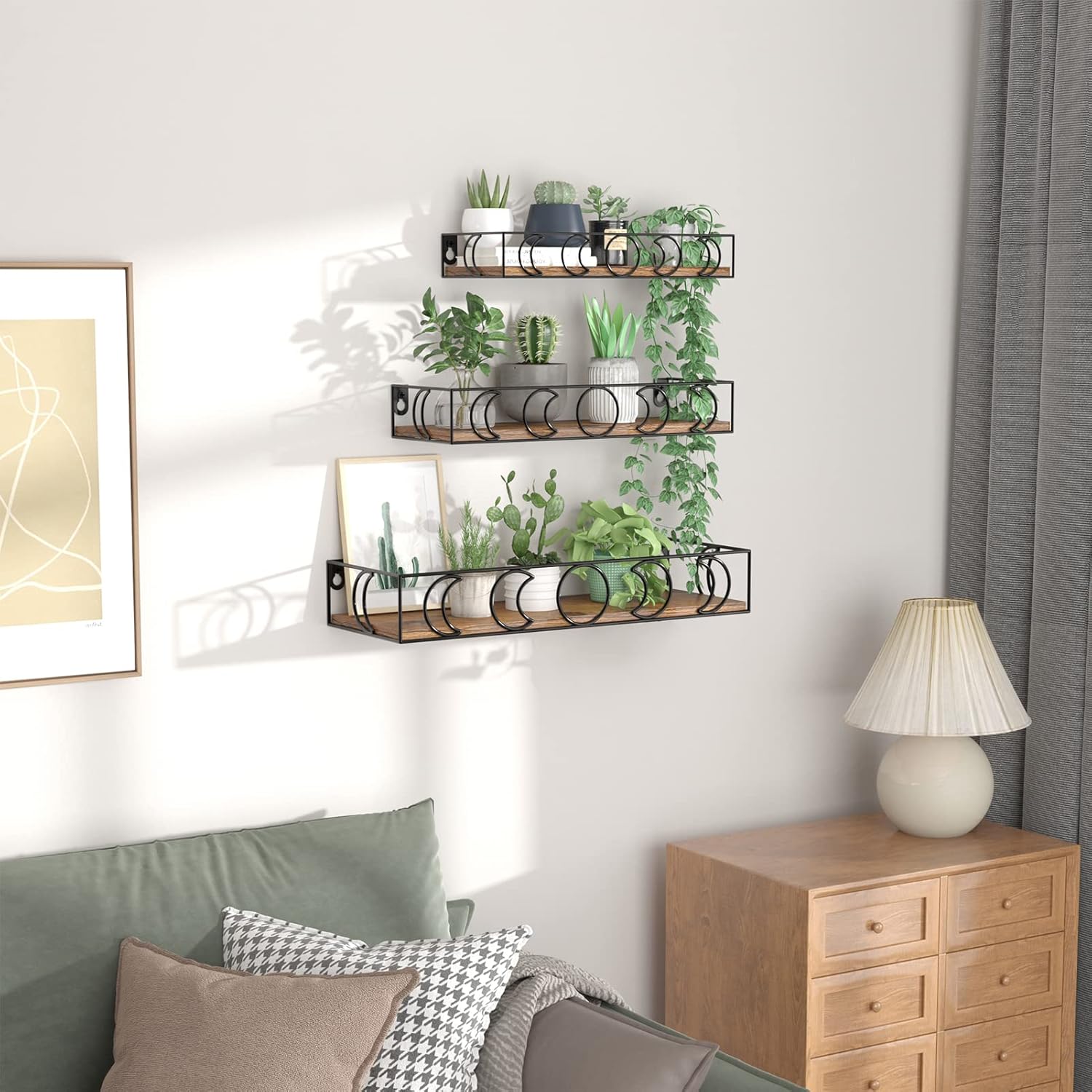 PHAREGE Moon Phase Floating Shelves Set of 3