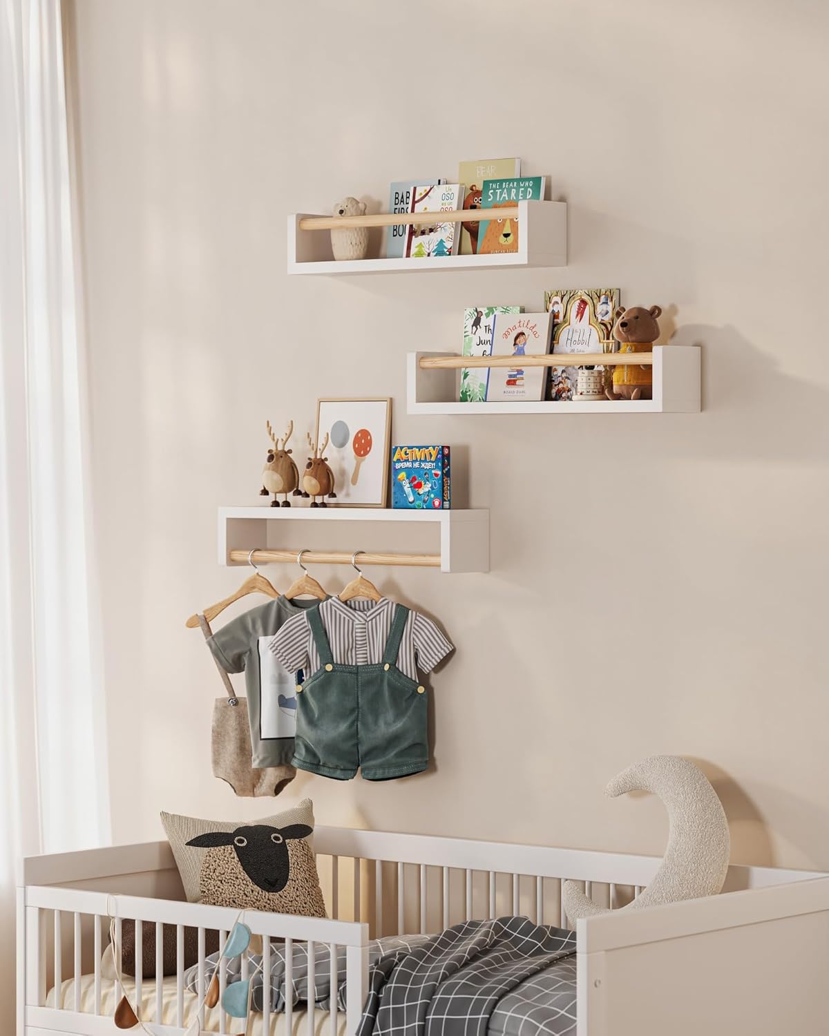 GW Gruwald 3-Piece Wall Bookshelf for Kids Rooms