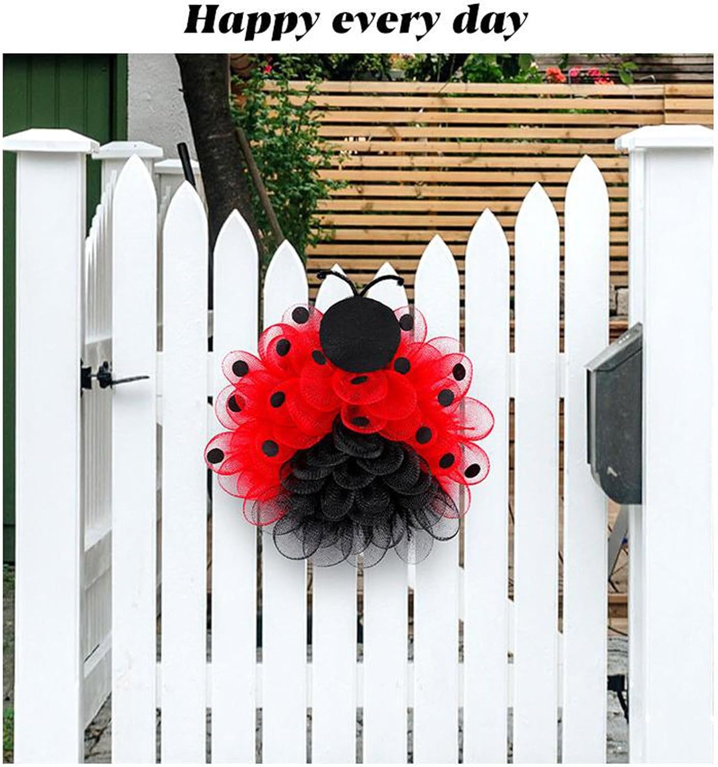 1496 Inch Ladybug Mesh Door Wreath Red Black