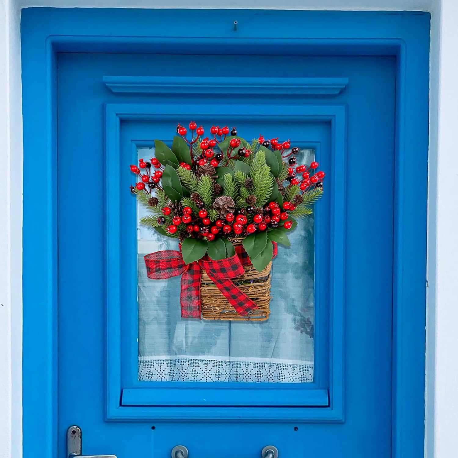 Christmas Door Wreath with Berries and Pine Cones