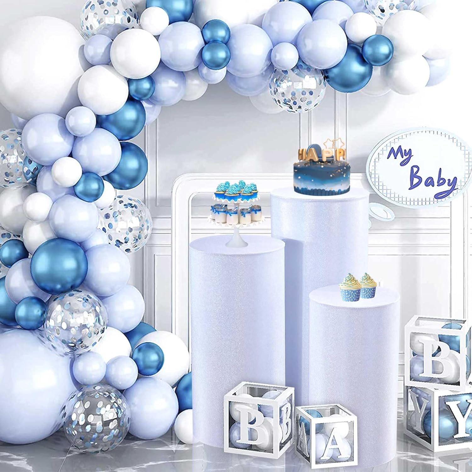QueenDream Glitter Pedestal Stand Covers Set of 3