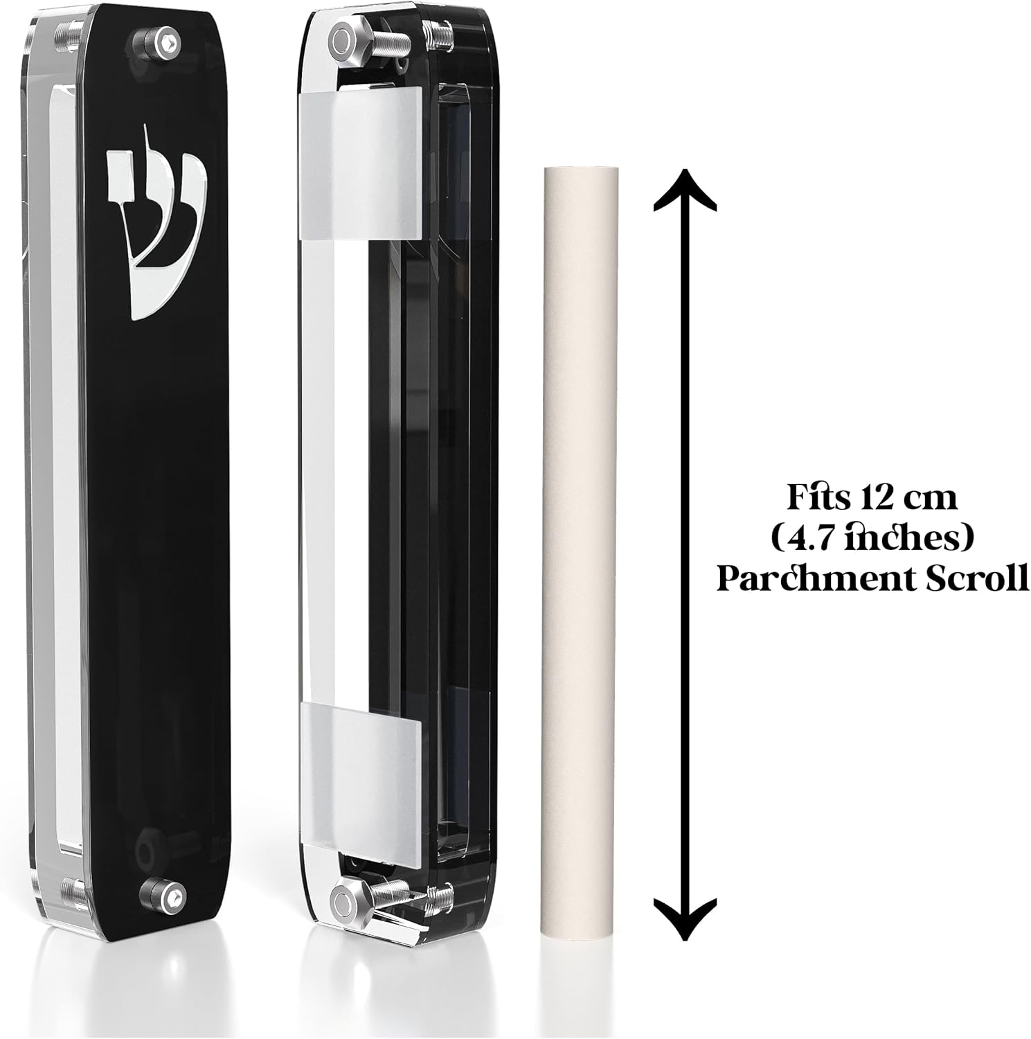 TYLDUM Mezuzah Case Clear Black with Silver