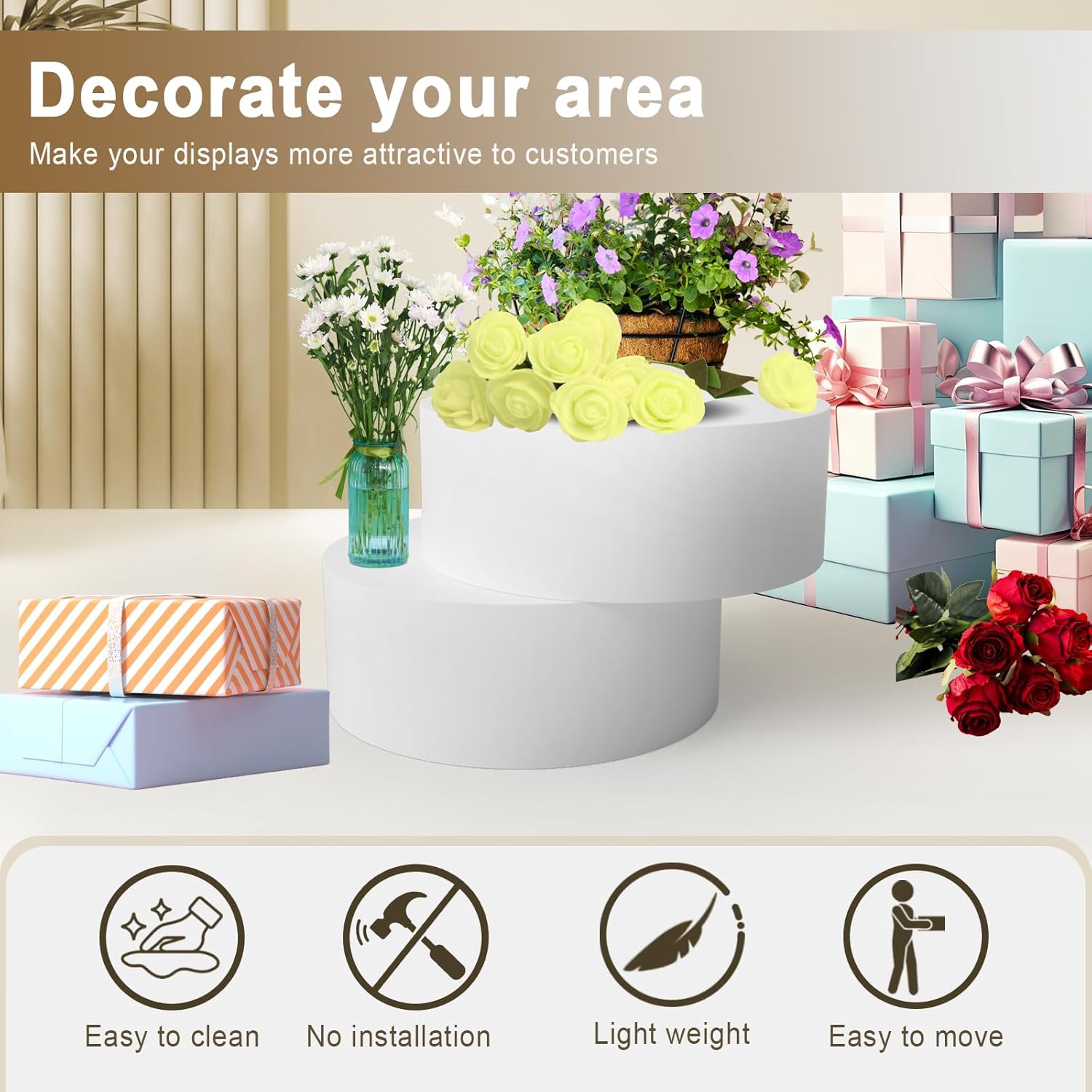 Jueraori Round Display Pedestal Stand for Jewelry and Makeup