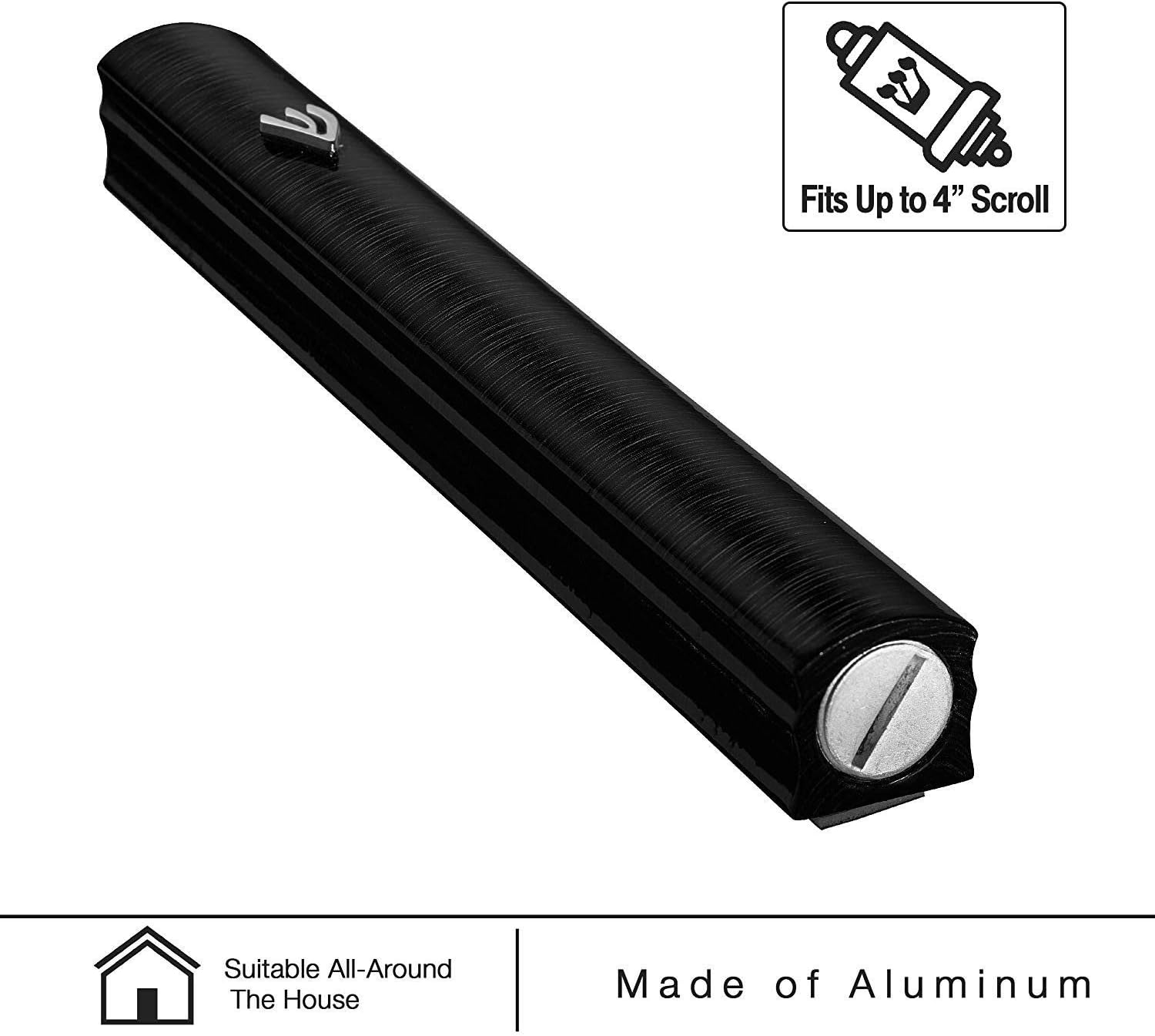 AS Mezuzah Case with 3D Shin Design 5 Inches Black