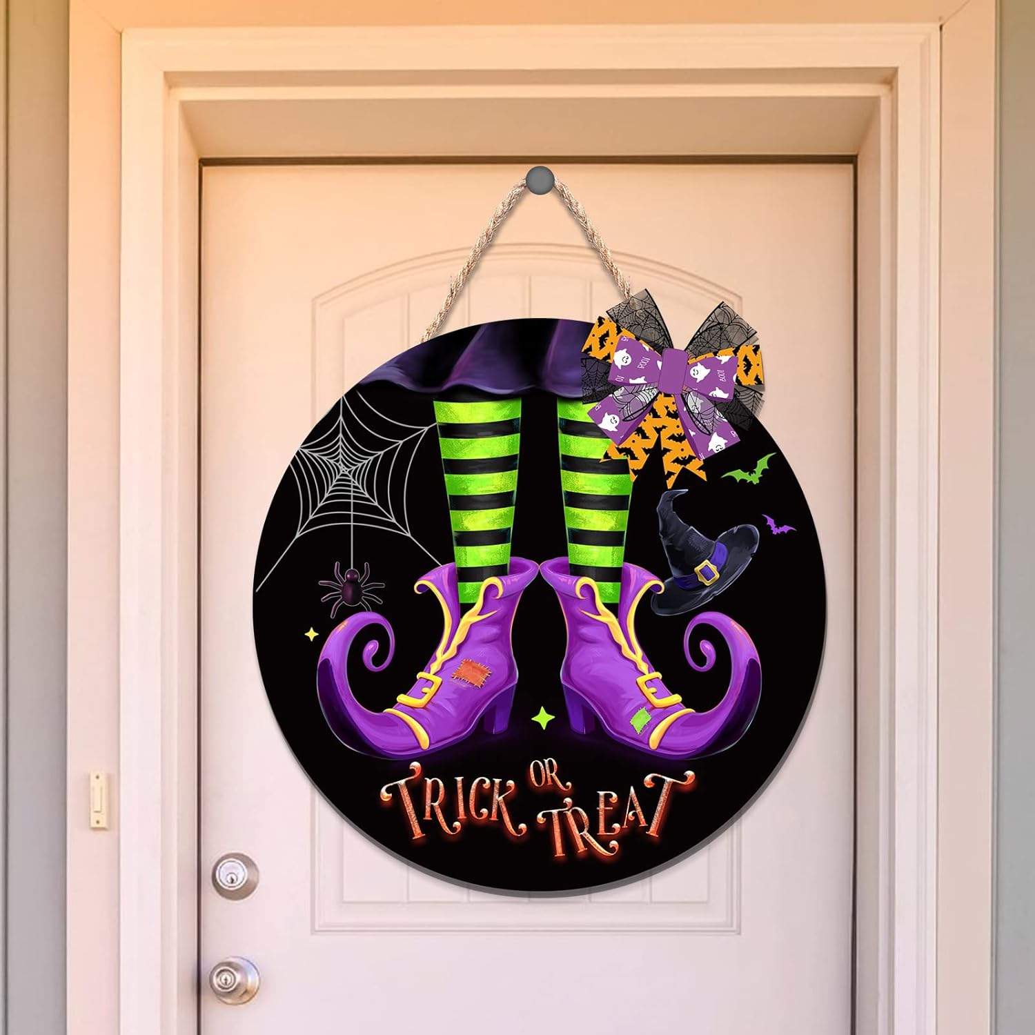 Capoda Halloween Witch Door Sign with Bow