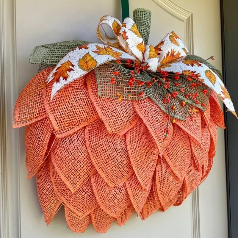 Farmhouse Pumpkin Wreath for Front Door Autumn Decor