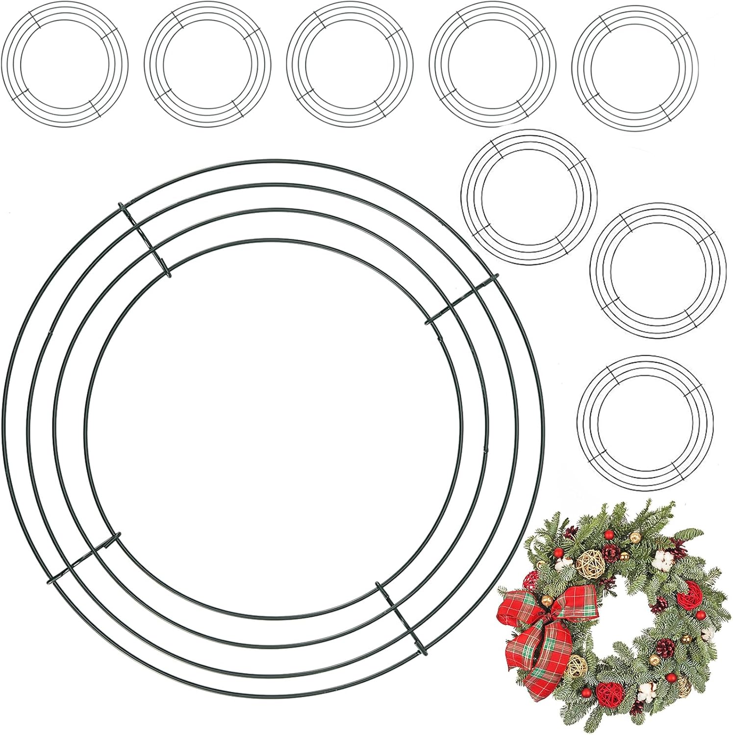 20 Pack 10 Inch Metal Wreath Frame Dark Green
