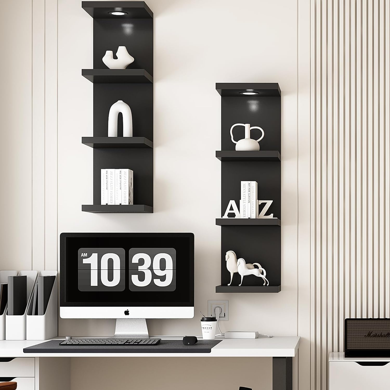 4 Tier Floating Wall Shelf with LED Light