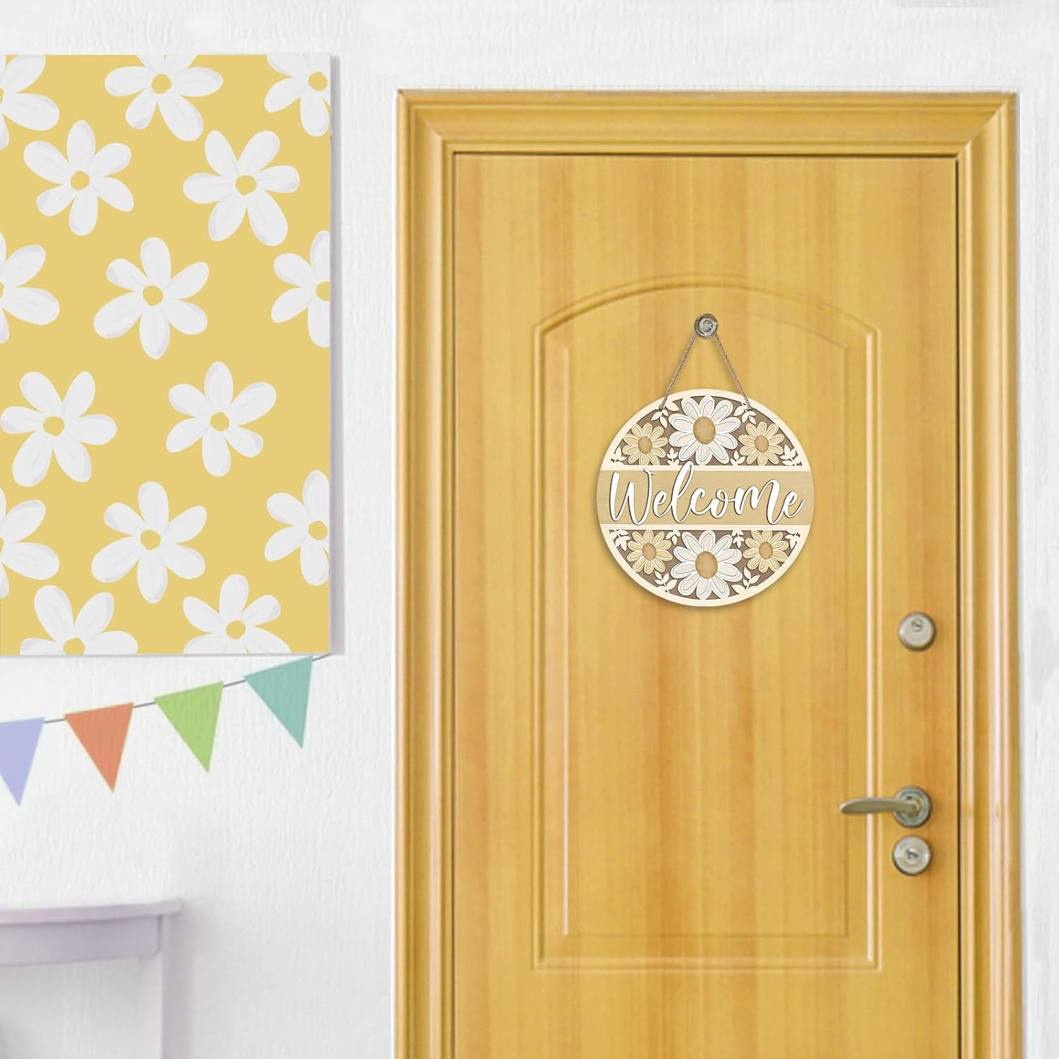 Deroro Spring Summer Daisy Flower Front Door Sign