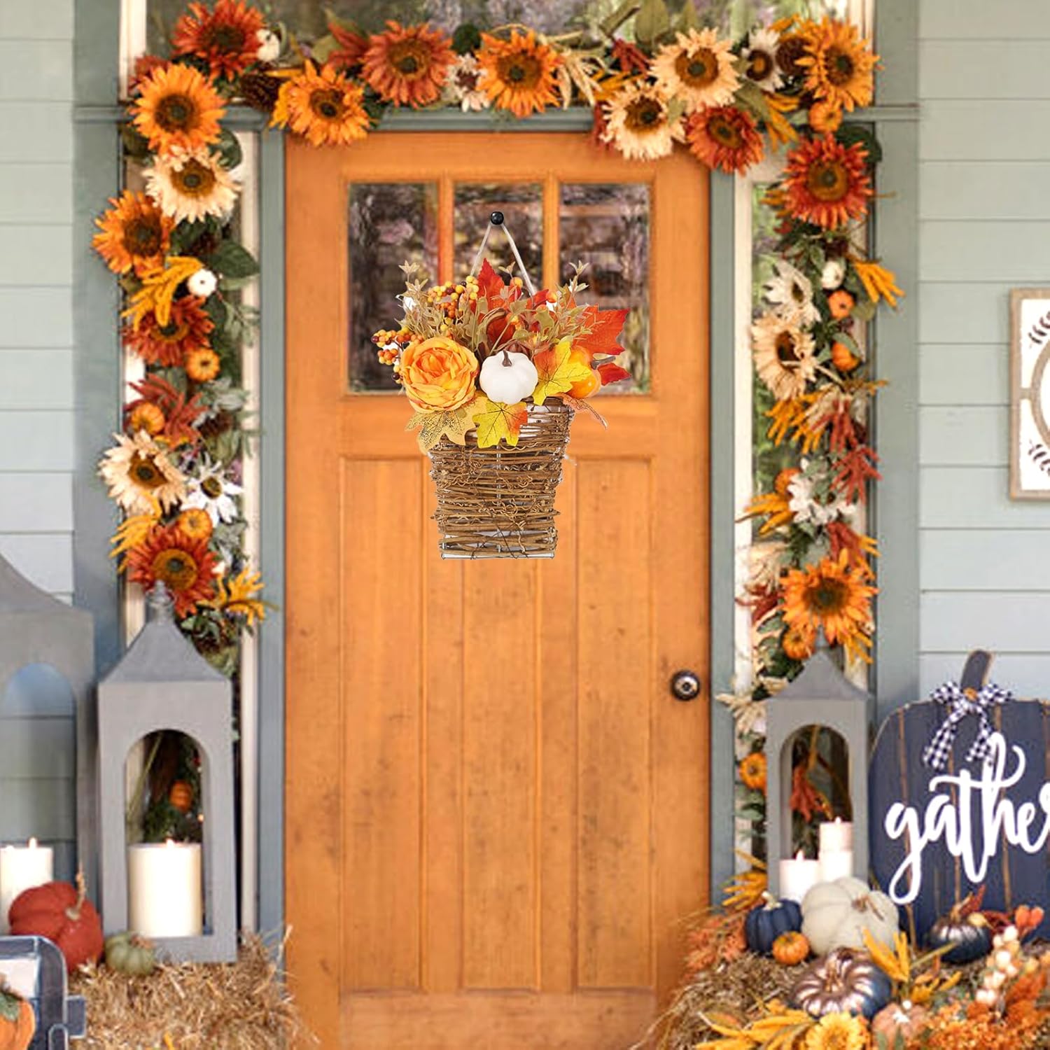 FQQWEE Peony Fall Door Wreath Decor