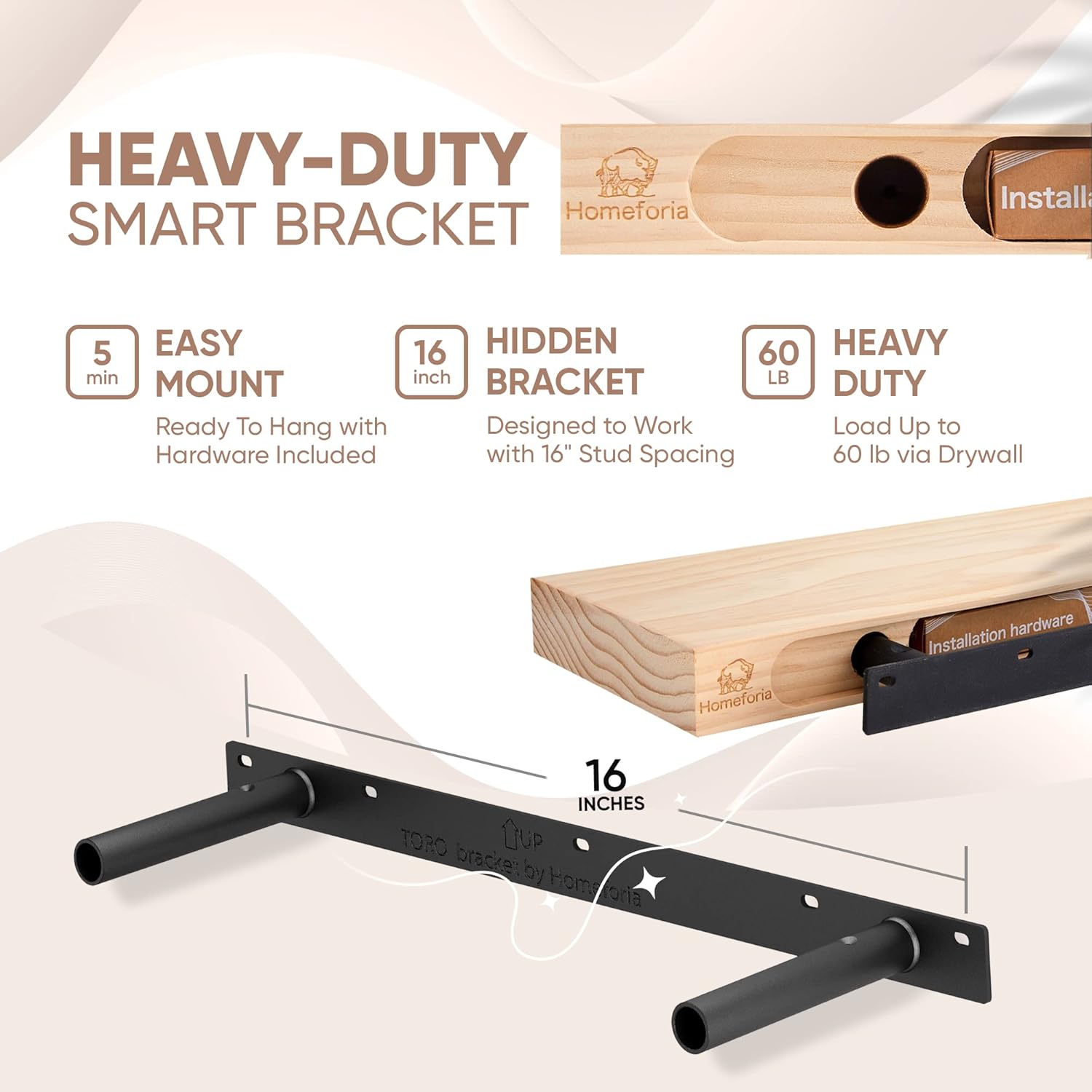 Homeforia 24 Inch Wood Floating Shelves Set of 2