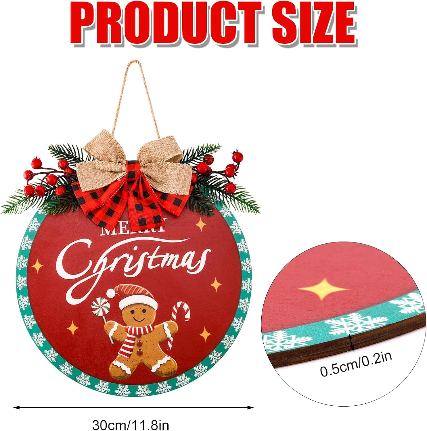 Gosknor Christmas Wreath Hanging Sign for Front Door