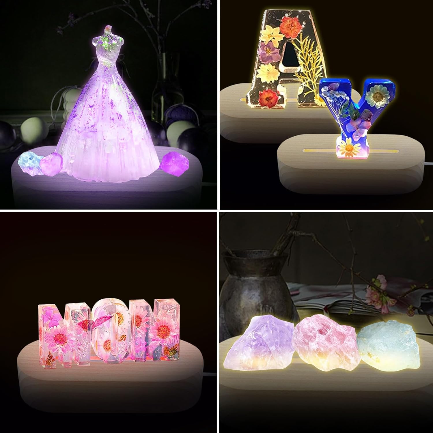 2 Pcs 1181 Inch Wooden LED Light Display Pedestal