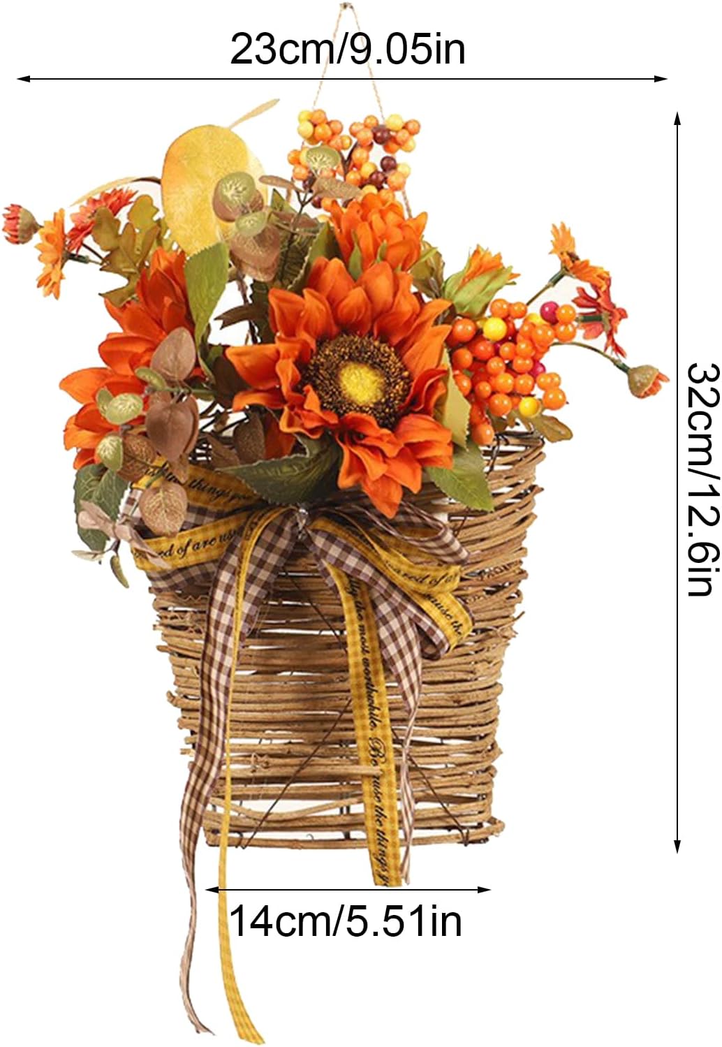 Belupai Fall Door Wreath Decor with Sunflowers and Berries
