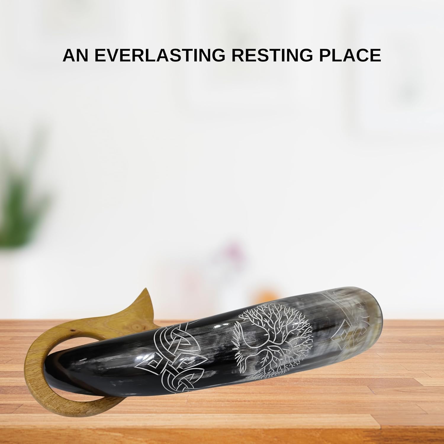 Unique Cremation Horn Urn With Vines Design