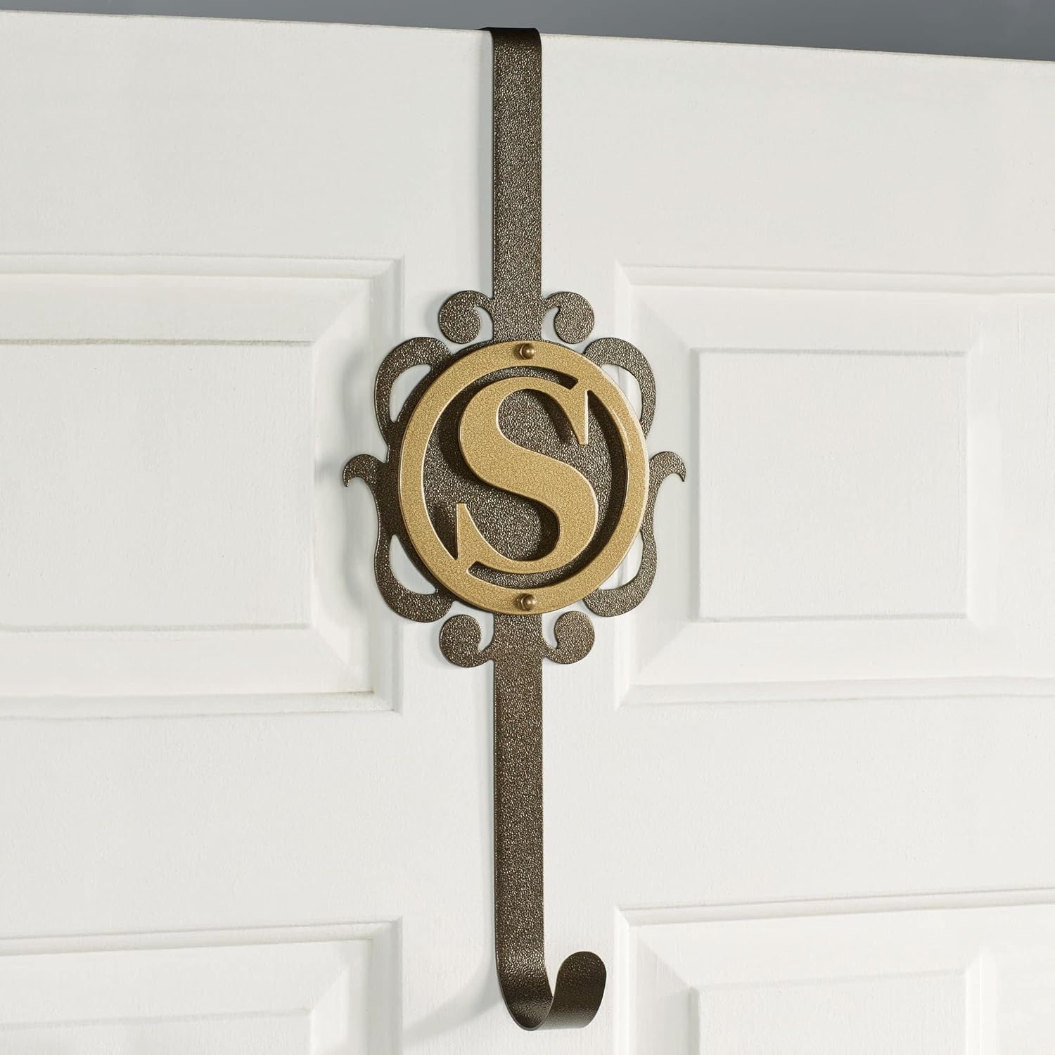 Touch of Class Overture Metal Monogram Wreath Hanger Gold Bronze