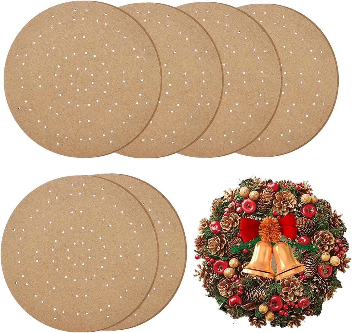 Worown 6 Pack 10 Inch Wreath Boards with Holes