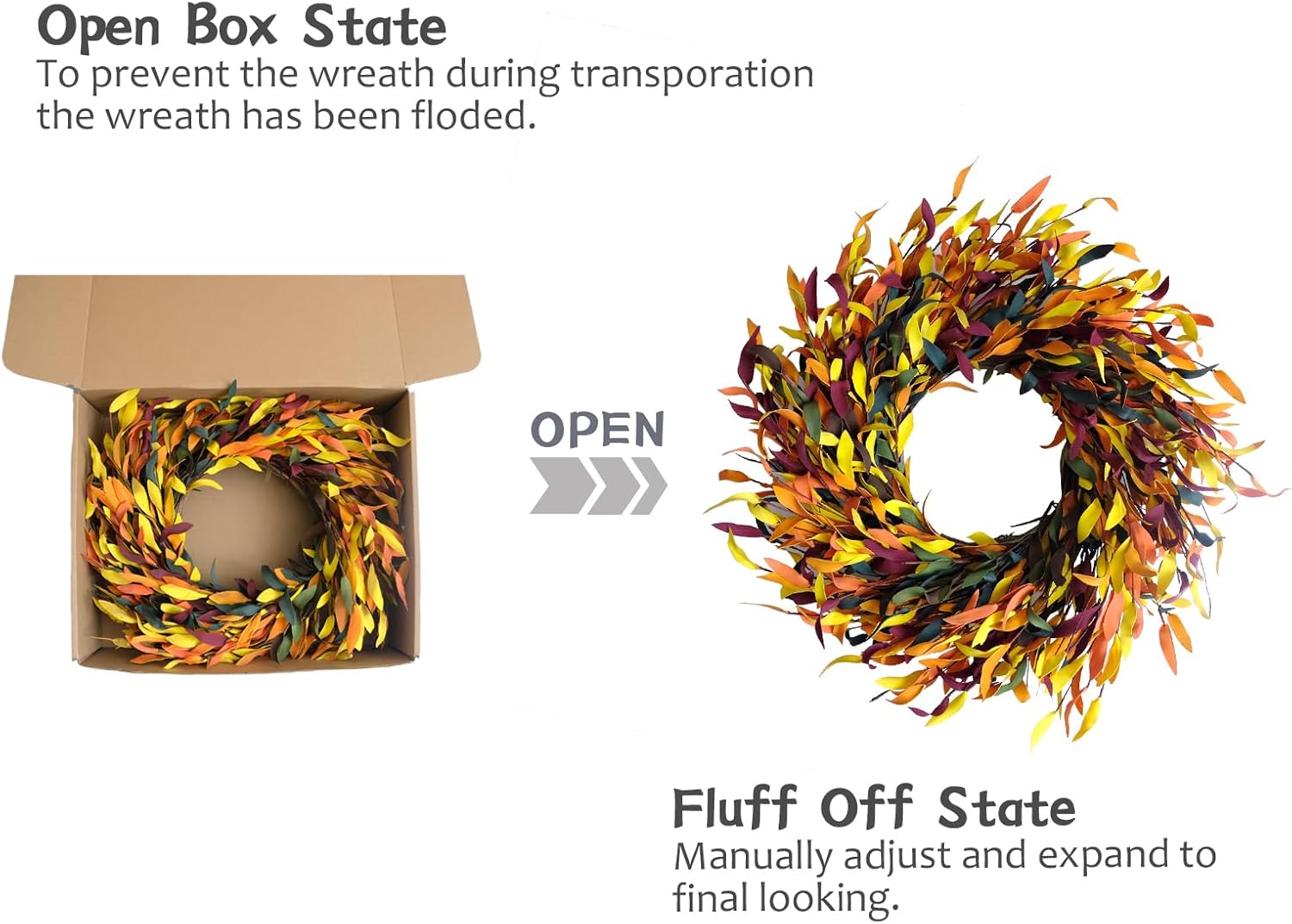 Bibelot Fall Leaf Wreath 20 Inch Autumn Decor