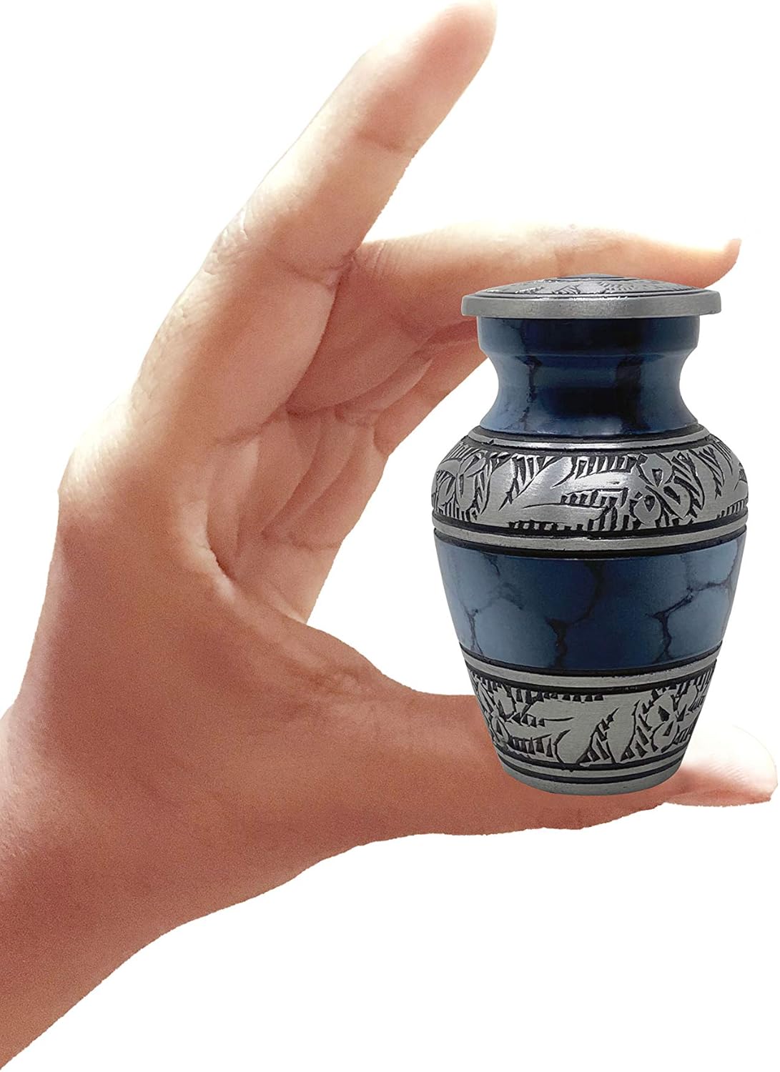 Elite Cloud Blue and Silver Cremation Urn for Human Ashes