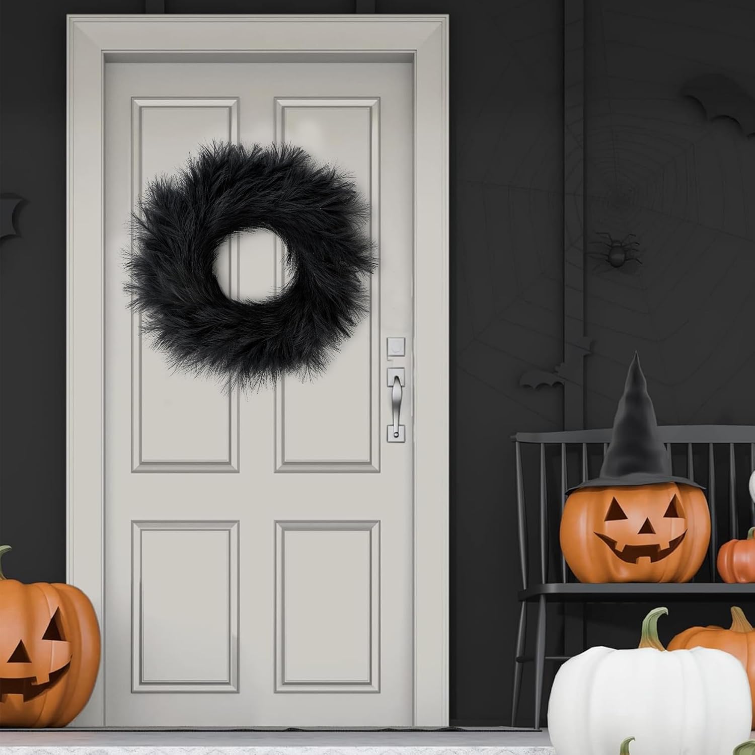 Sggvecsy 26 Inch Faux Pampas Grass Wreath Black
